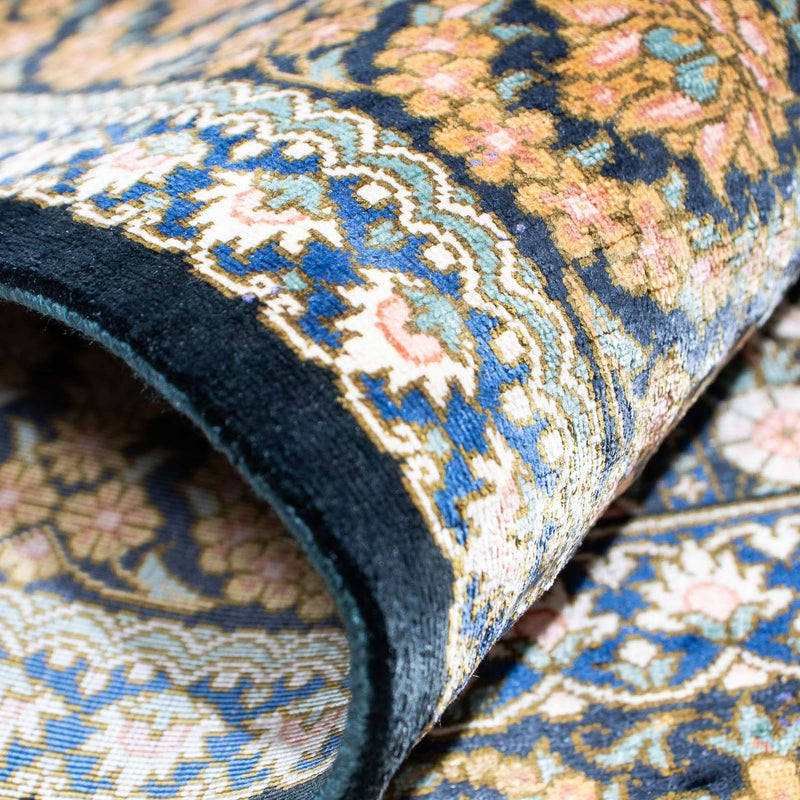 Dywan perski - Ghom - 118 x 80 cm - ciemnoniebieski