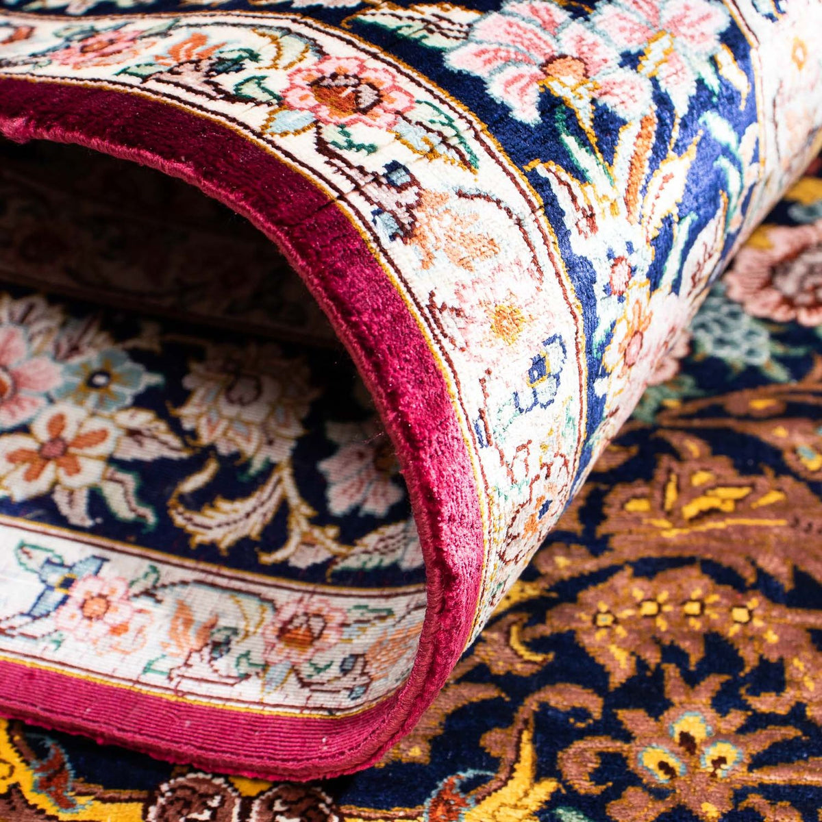 Dywan perski - Ghom - 119 x 79 cm - ciemna czerwień