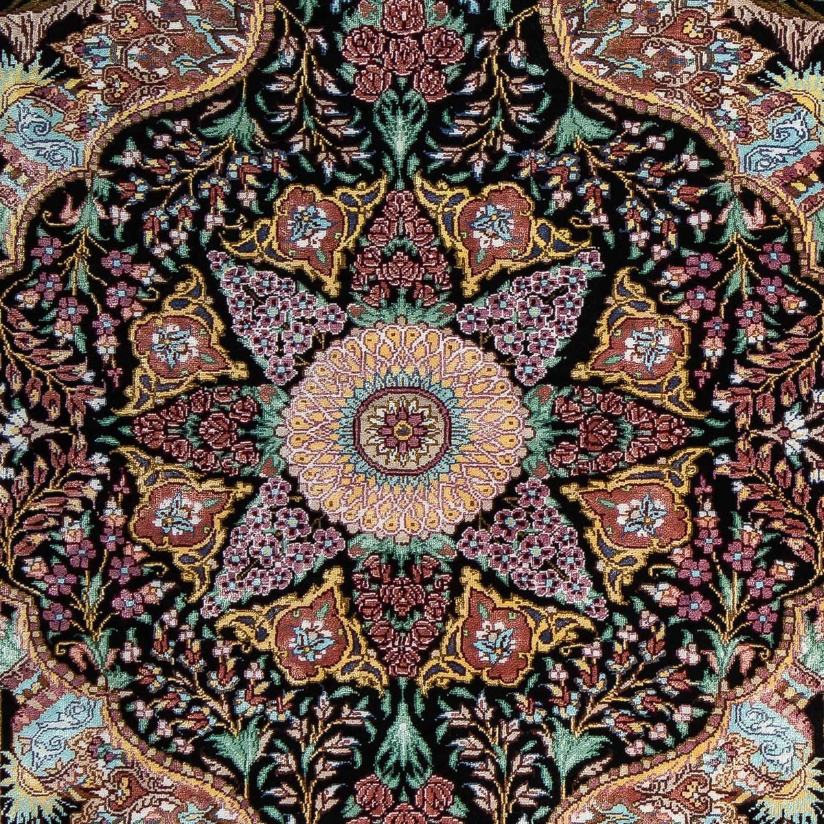 Dywan perski - Ghom - 85 x 61 cm - ciemnoniebieski