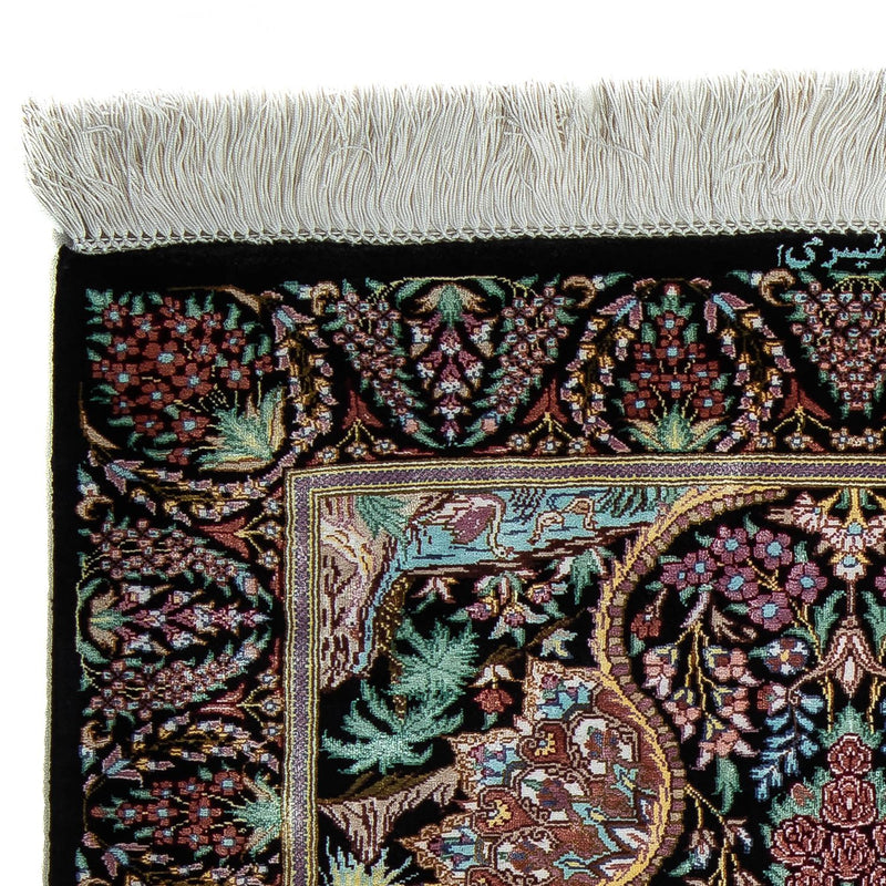 Dywan perski - Ghom - 85 x 61 cm - ciemnoniebieski