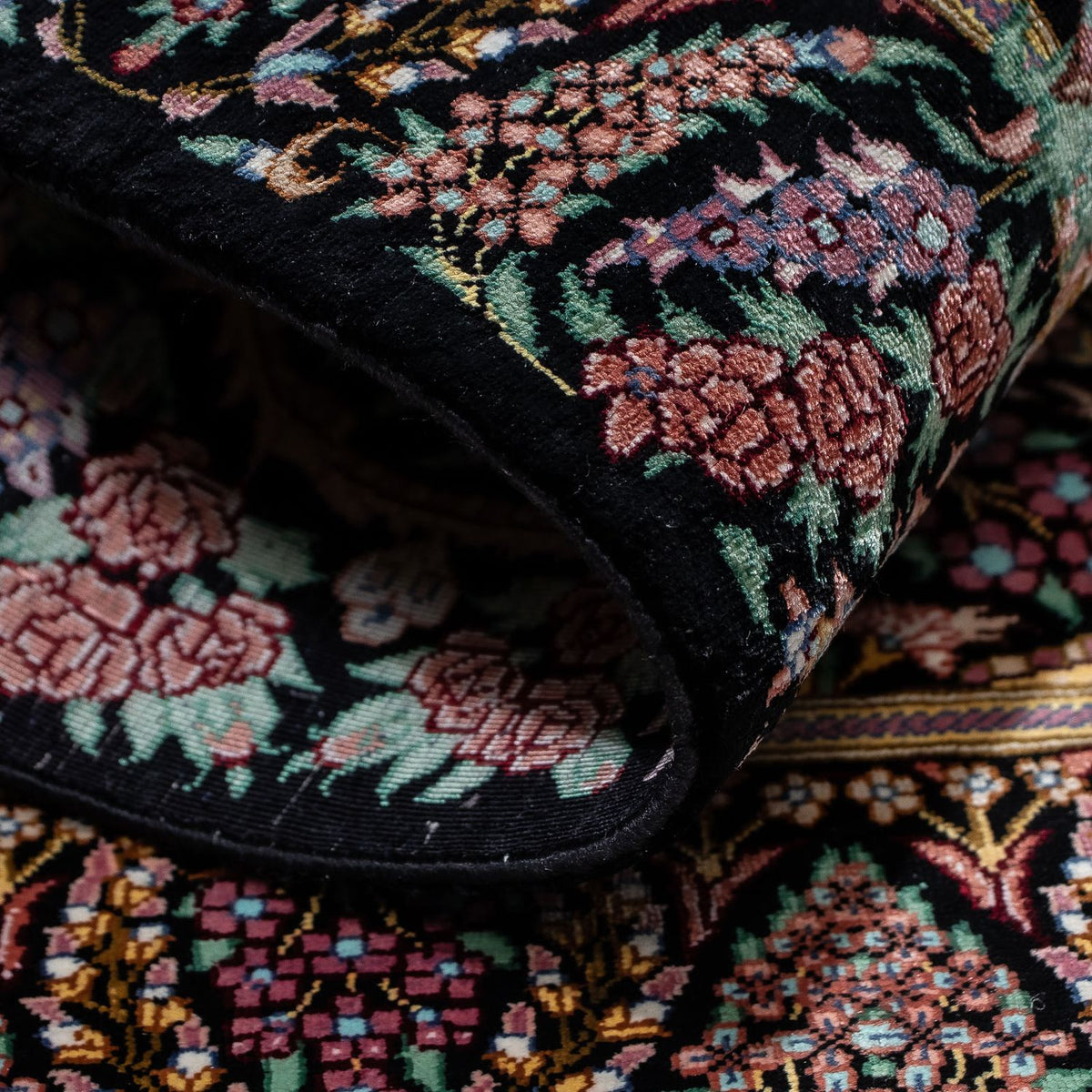 Dywan perski - Ghom - 85 x 61 cm - ciemnoniebieski