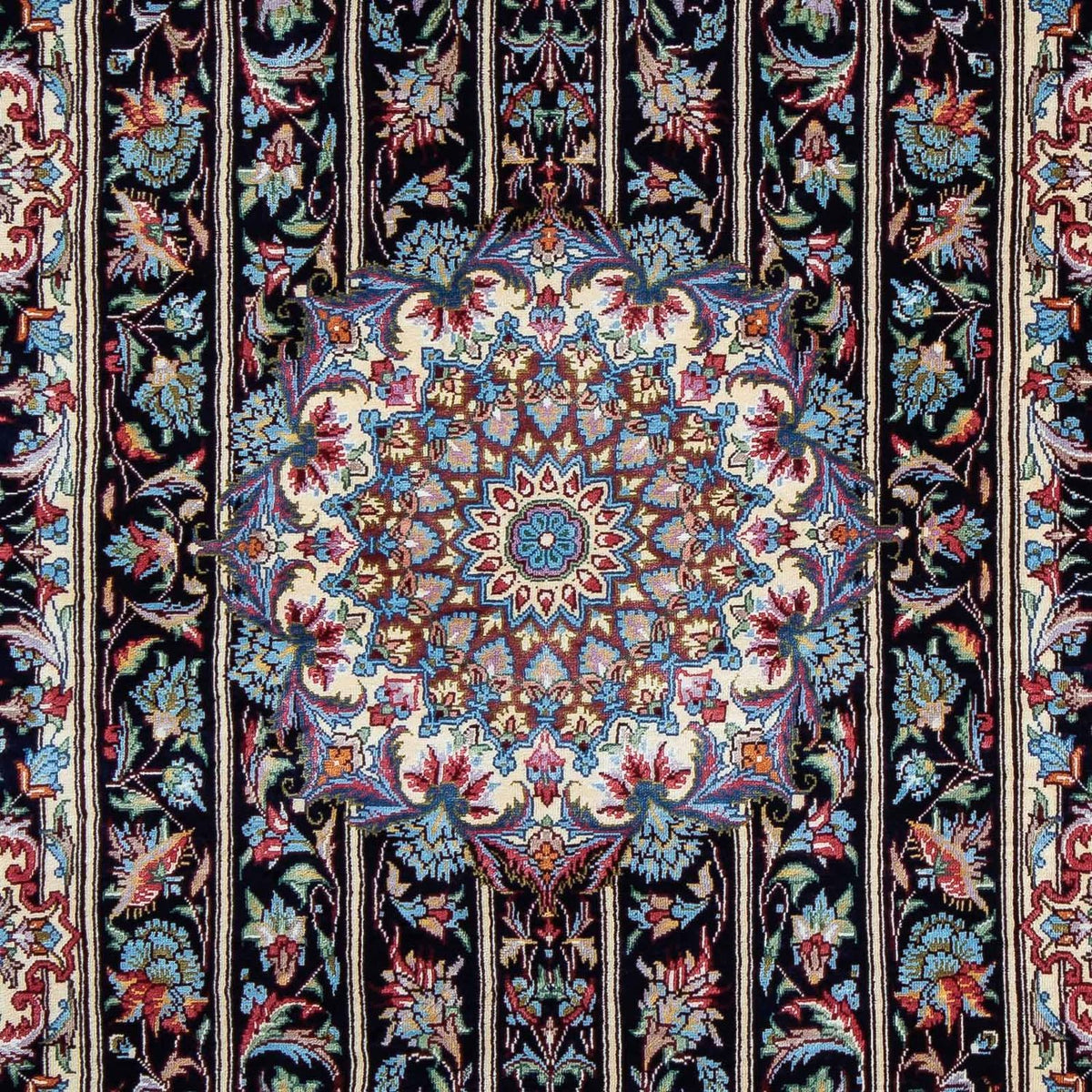 Dywan perski - Ghom - 98 x 61 cm - ciemnoniebieski