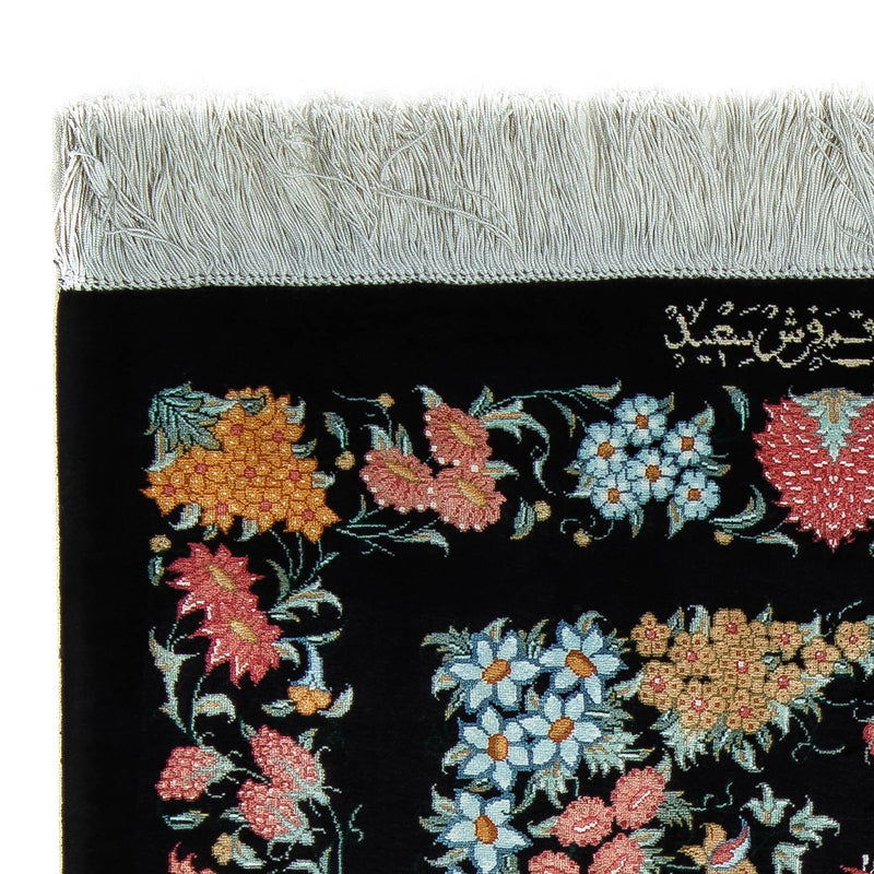 Dywan perski - Ghom - 89 x 60 cm - ciemnoniebieski