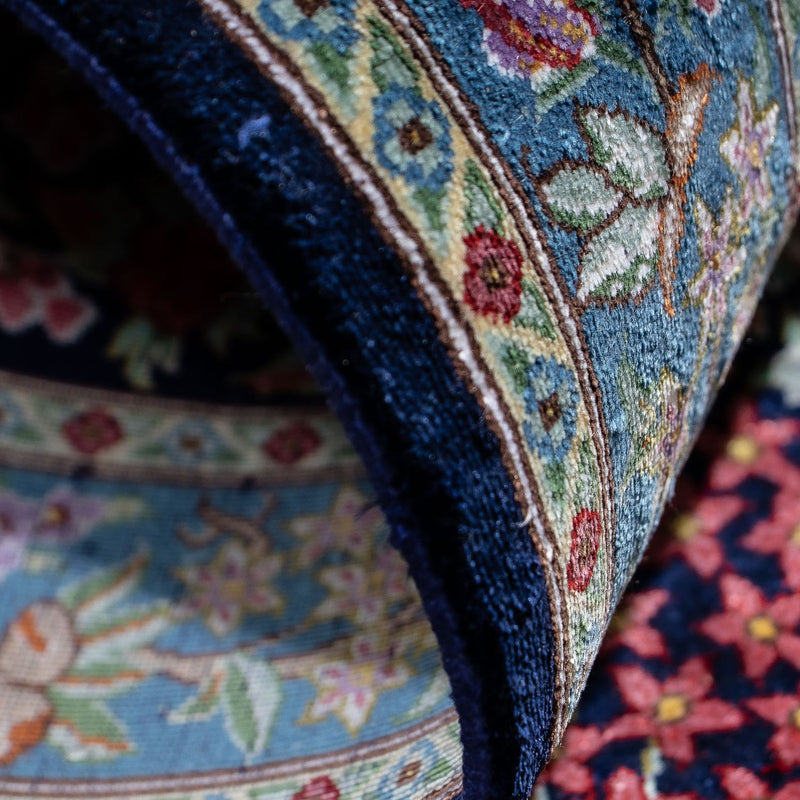 Dywan perski - Ghom - 96 x 57 cm - ciemnoniebieski