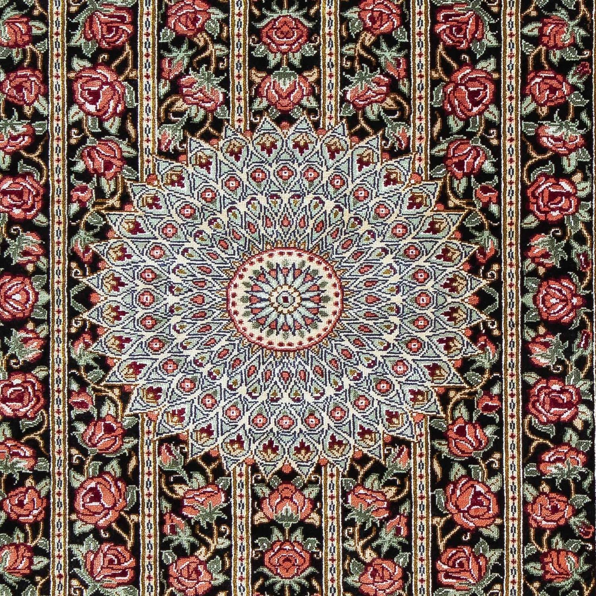 Dywan perski - Ghom - 78 x 57 cm - ciemnoniebieski