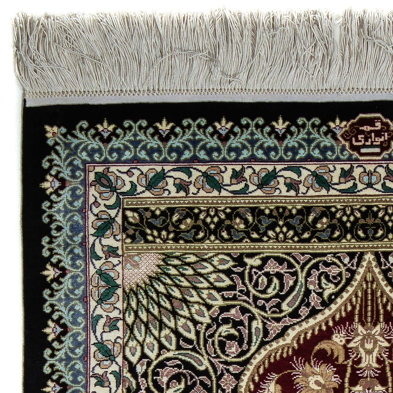 Dywan perski - Ghom - 94 x 58 cm - ciemnoniebieski