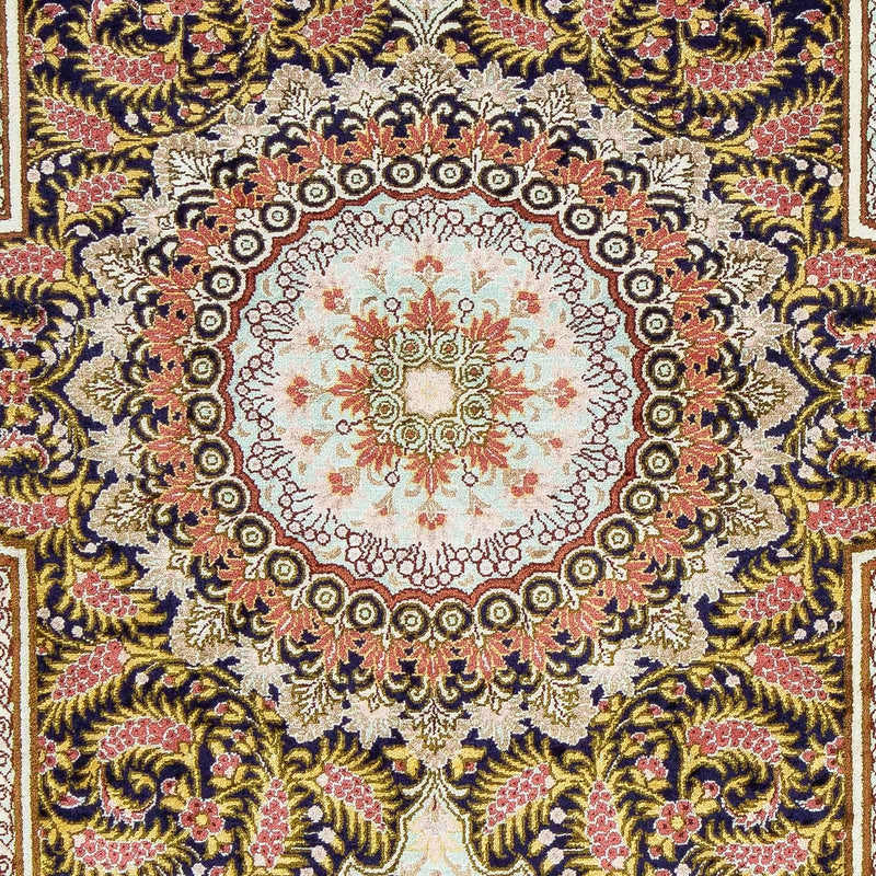 Dywan perski - Ghom - 93 x 59 cm - ciemnoniebieski