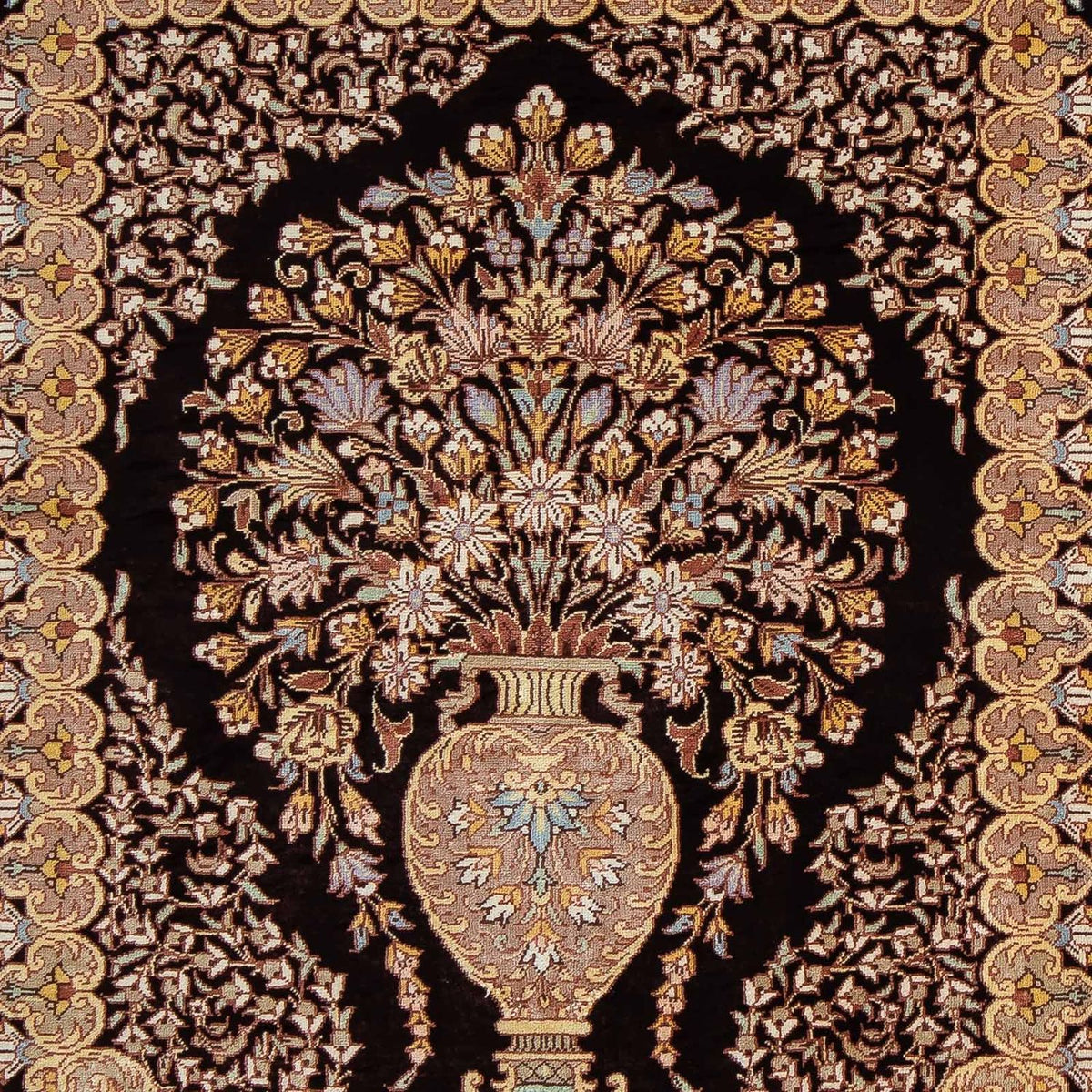 Dywan perski - Ghom - 90 x 61 cm - ciemnoniebieski