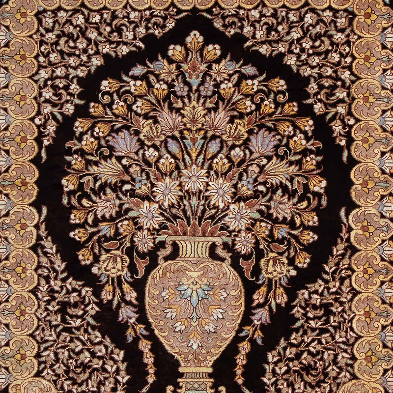 Dywan perski - Ghom - 90 x 61 cm - ciemnoniebieski