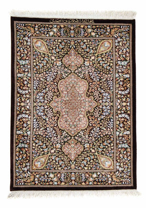 Dywan perski - Ghom - 91 x 61 cm - ciemnoniebieski