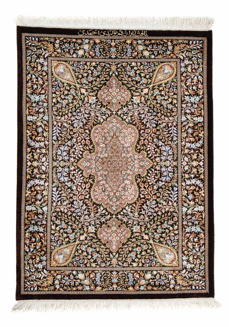 Dywan perski - Ghom - 91 x 61 cm - ciemnoniebieski