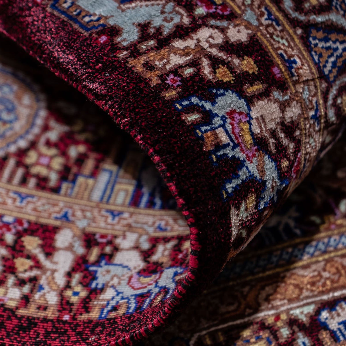 Dywan perski - Ghom - 90 x 62 cm - ciemnoniebieski