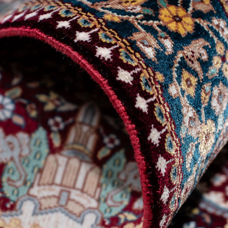 Dywan perski - Ghom - 87 x 60 cm - ciemna czerwień