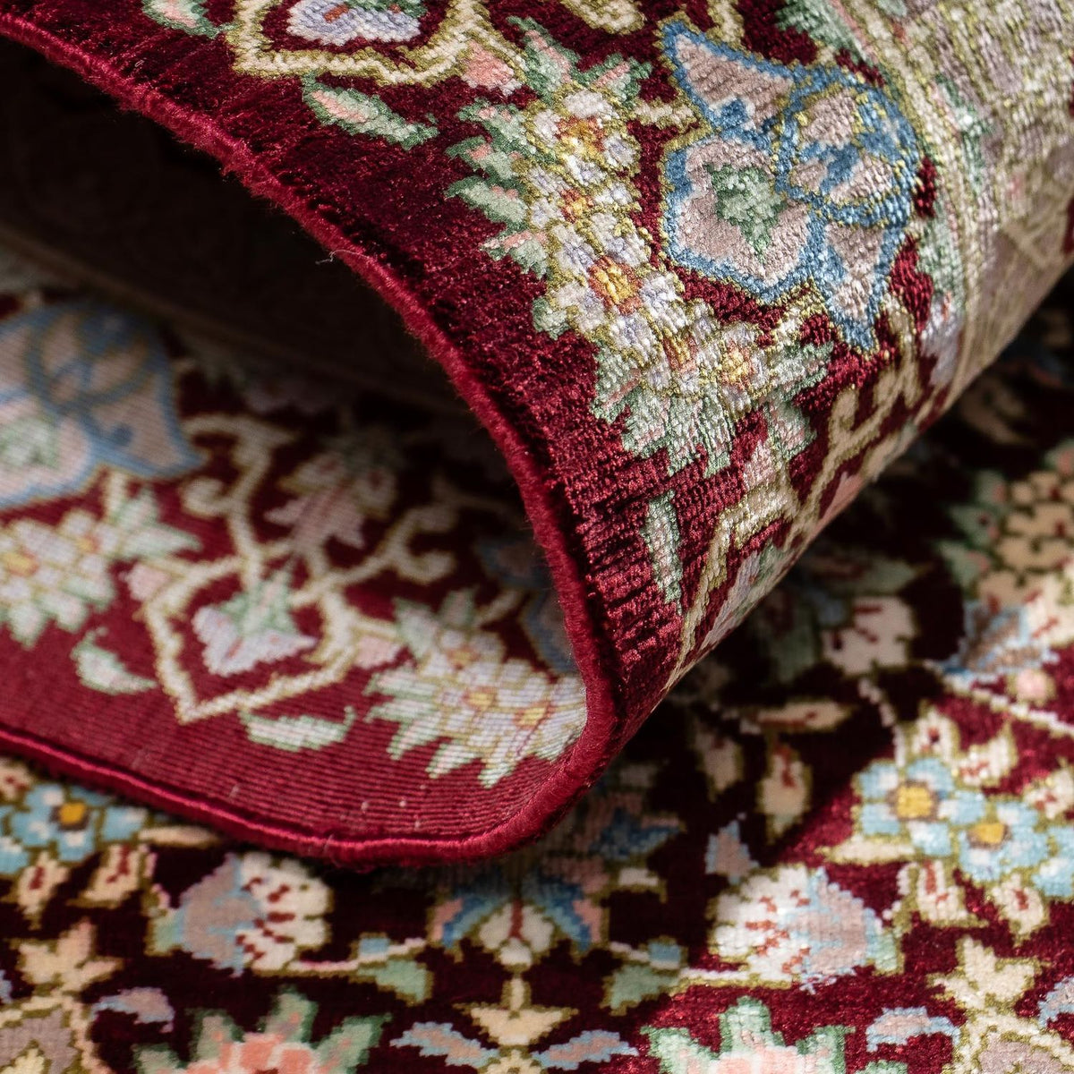 Dywan perski - Ghom - 88 x 57 cm - ciemna czerwień