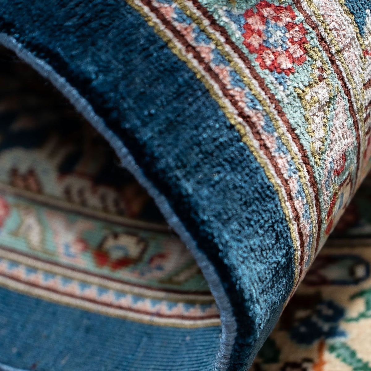 Dywan perski - Ghom - 91 x 62 cm - ciemnoniebieski