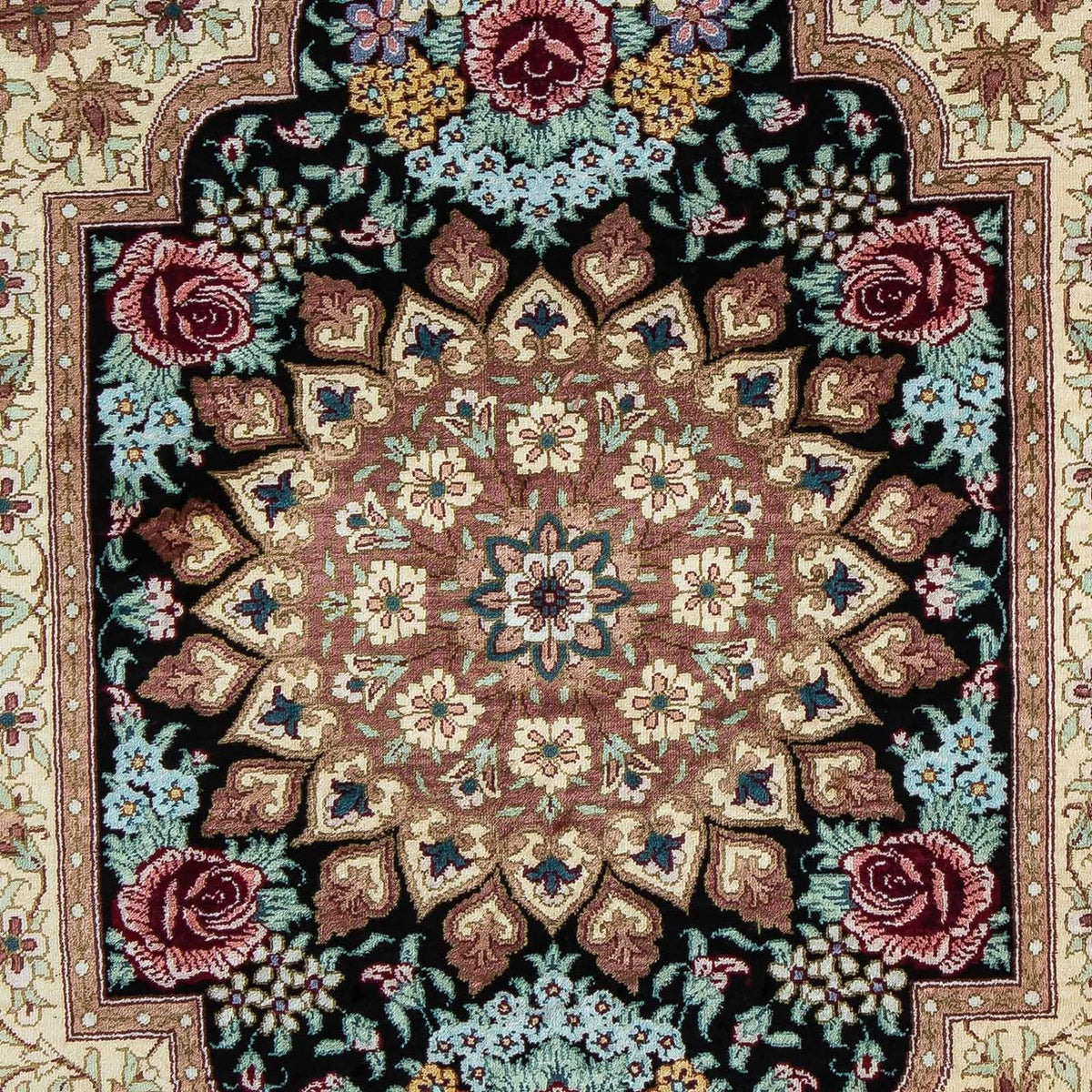 Dywan perski - Ghom - 89 x 59 cm - ciemnoniebieski