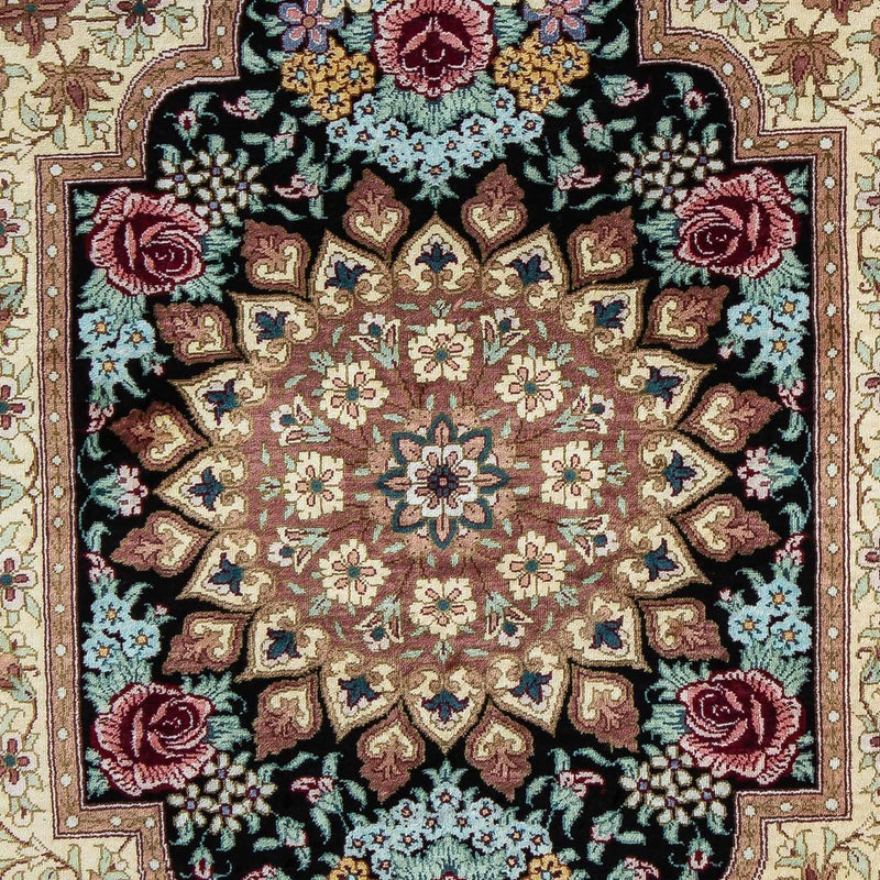 Dywan perski - Ghom - 89 x 59 cm - ciemnoniebieski