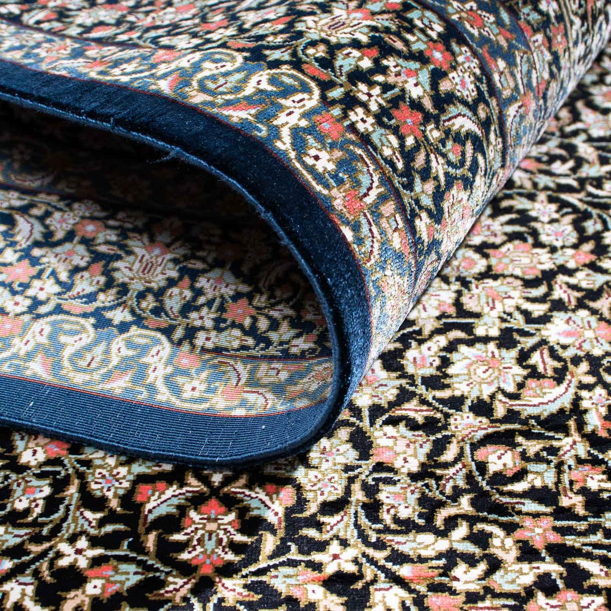 Dywan perski - Ghom - 119 x 79 cm - ciemnoniebieski