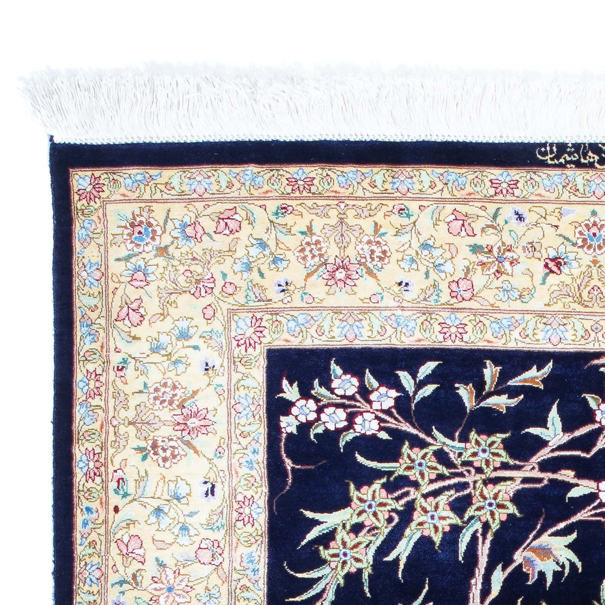 Dywan perski - Ghom - 119 x 80 cm - ciemnoniebieski