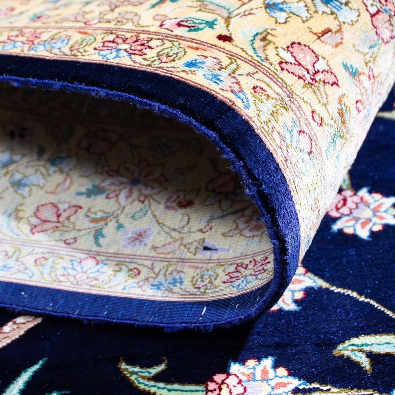 Dywan perski - Ghom - 119 x 80 cm - ciemnoniebieski