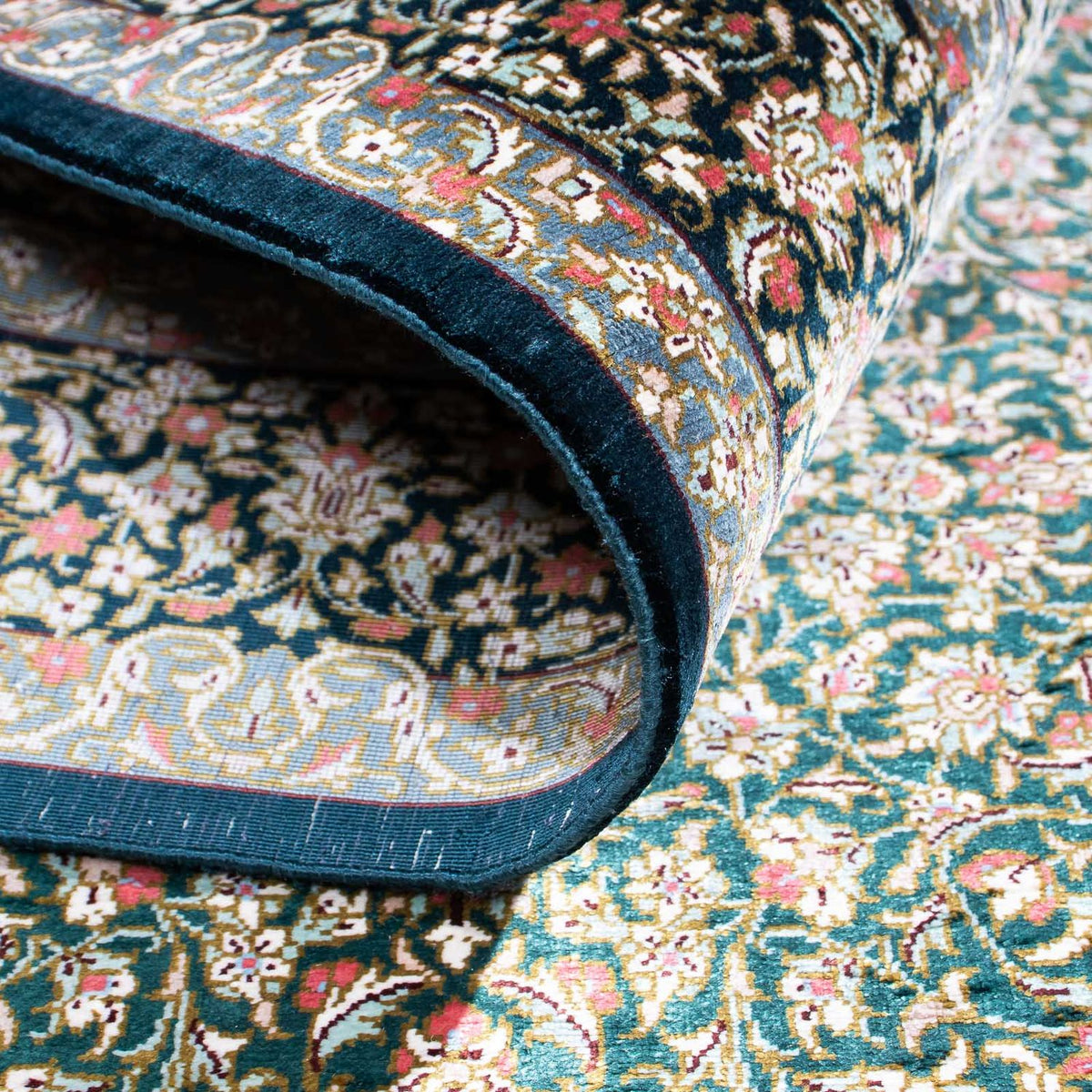 Dywan perski - Ghom - 119 x 77 cm - ciemnoniebieski