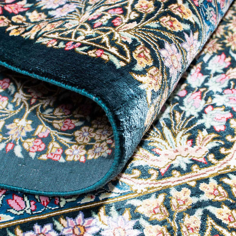 Dywan perski - Ghom - 119 x 81 cm - ciemnoniebieski