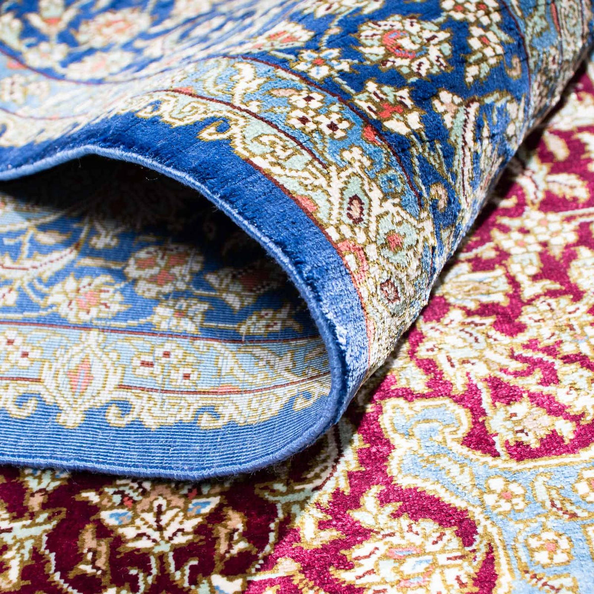 Dywan perski - Ghom - 117 x 78 cm - niebieski