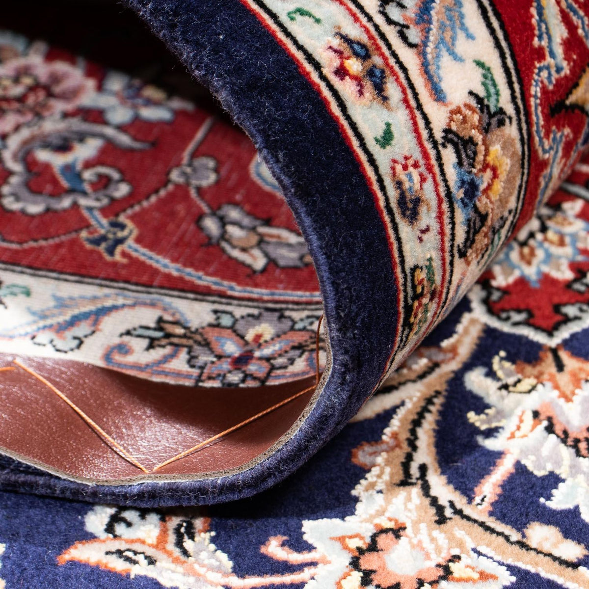 Dywan perski - Isfahan - Premium - 197 x 130 cm - ciemnoniebieski