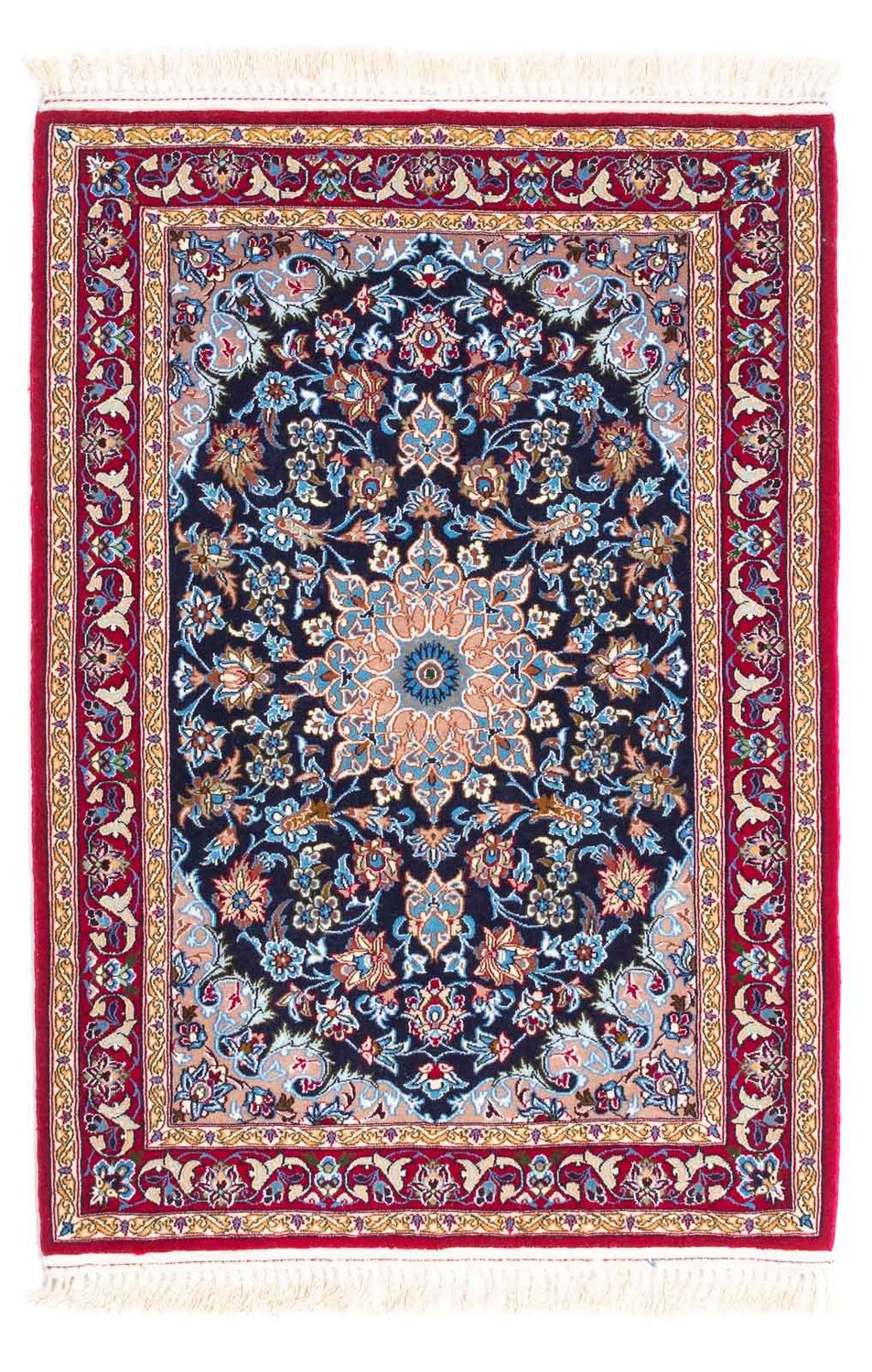 Dywan perski - Isfahan - Premium - 104 x 72 cm - ciemnoniebieski