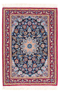 Dywan perski - Isfahan - Premium - 104 x 72 cm - ciemnoniebieski
