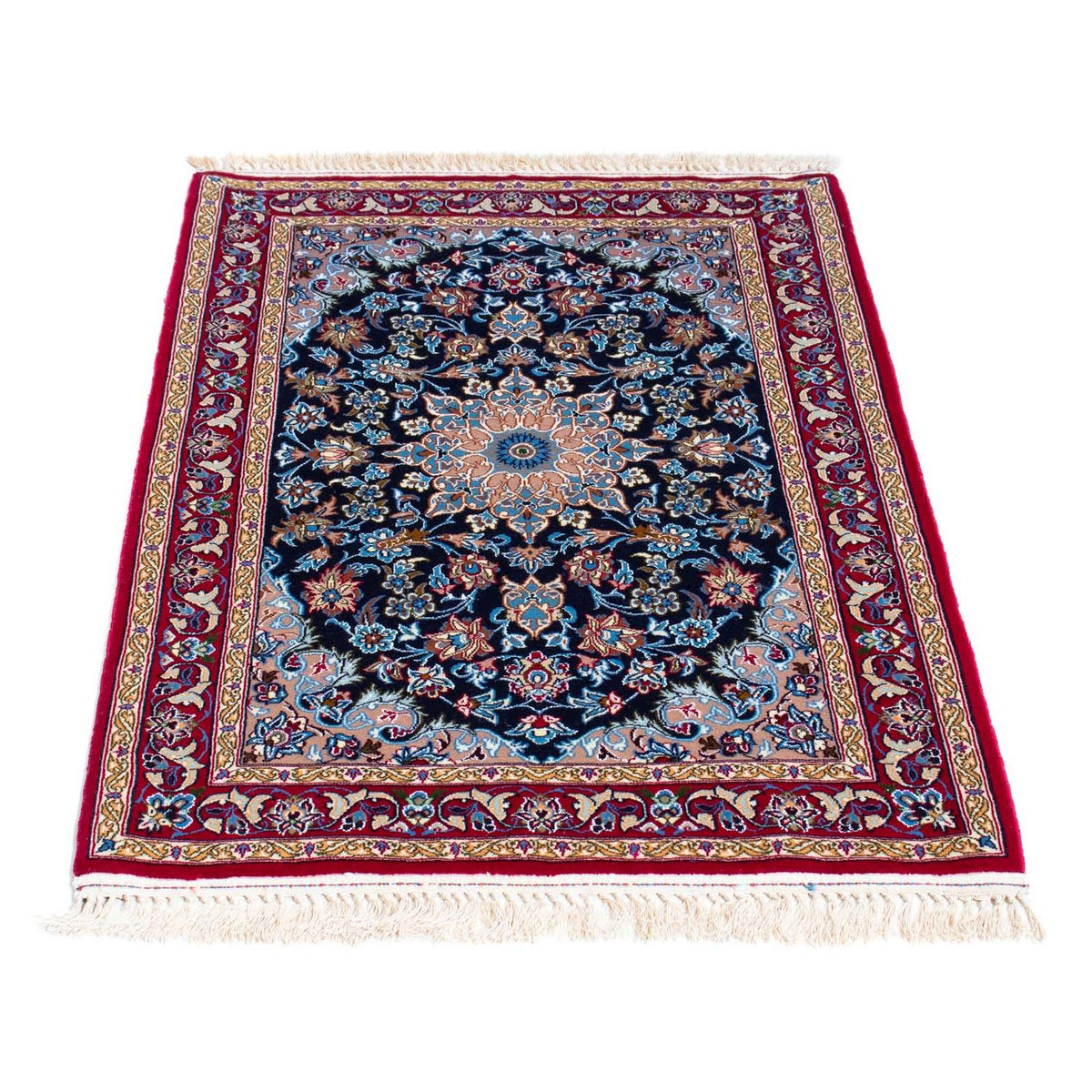 Dywan perski - Isfahan - Premium - 104 x 72 cm - ciemnoniebieski