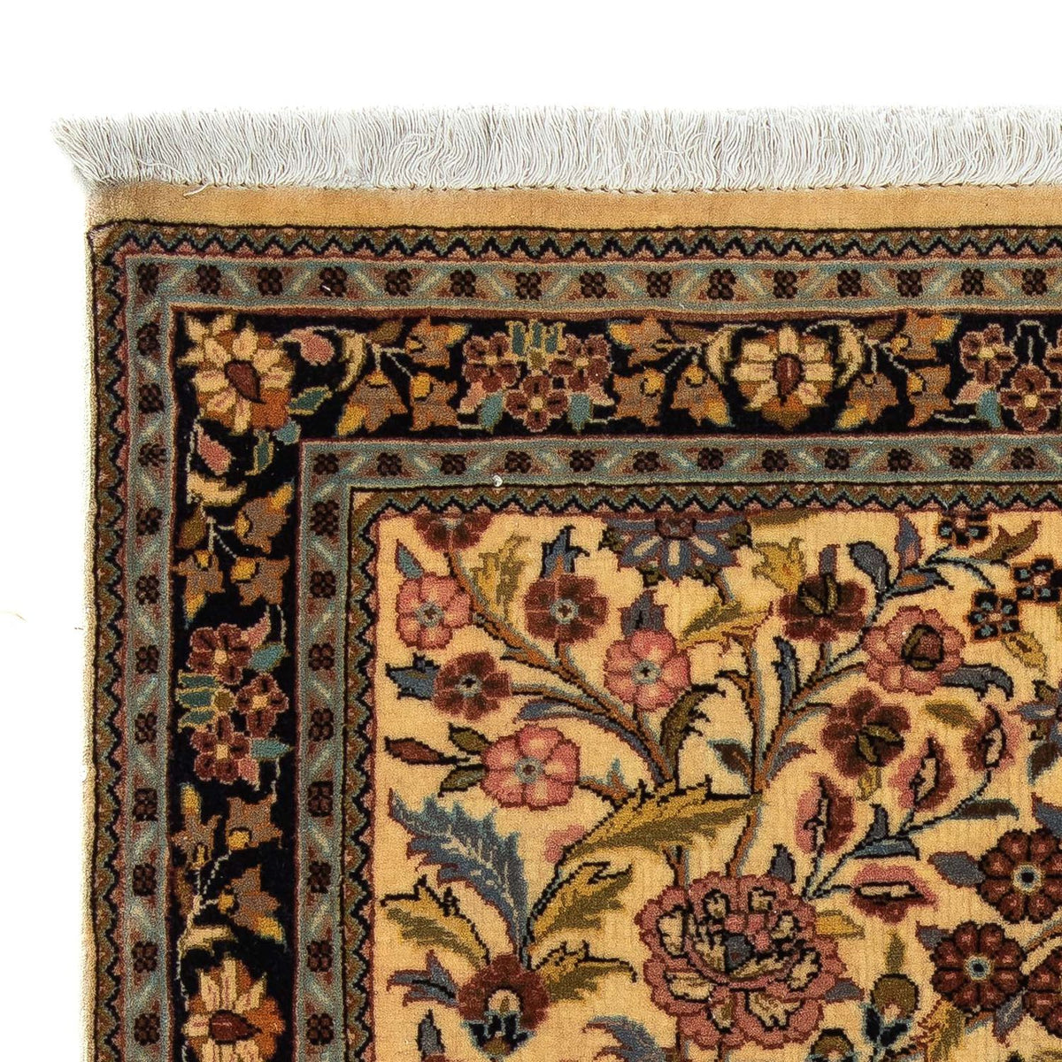 Dywan perski - Ghom - 113 x 68 cm - żółty musztardowy