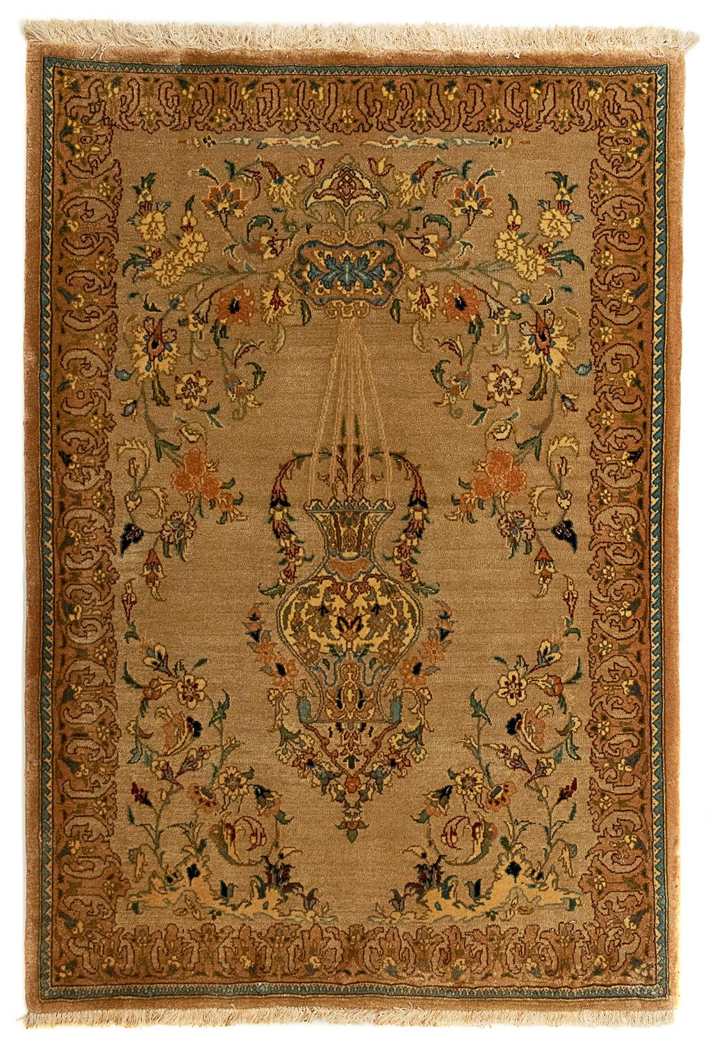 Dywan perski - Tabriz - Królewski - 107 x 79 cm - brązowy