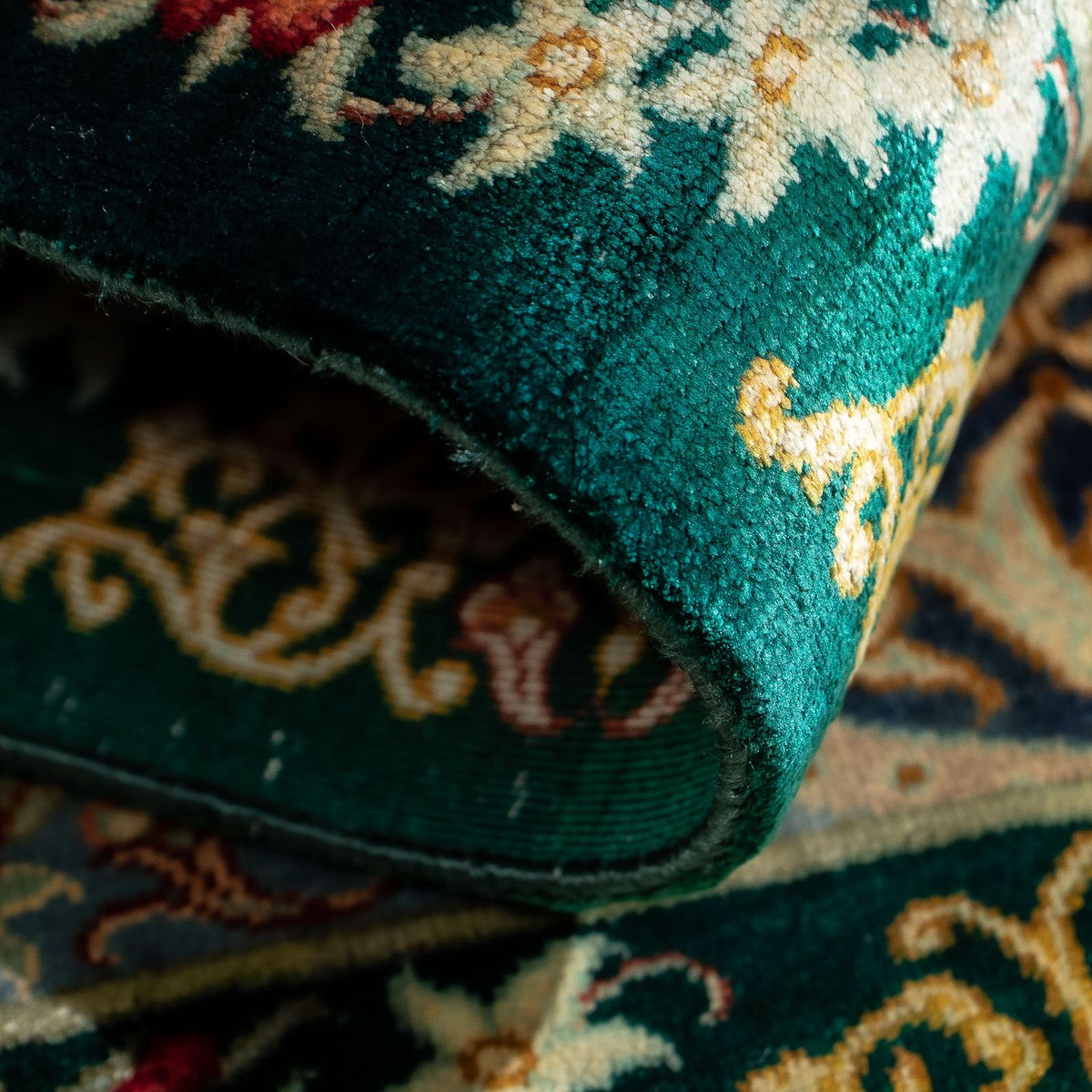 Dywan perski - Ghom - 77 x 58 cm - ciemnoniebieski