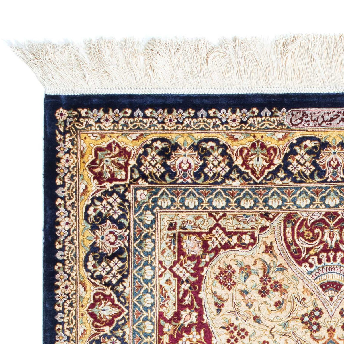 Dywan perski - Ghom - 123 x 77 cm - ciemnoniebieski