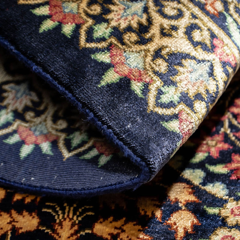 Dywan perski - Ghom - 91 x 61 cm - ciemnoniebieski