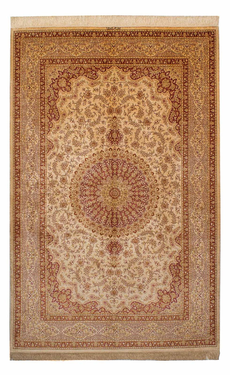 Jedwabny dywan - Ghom Silk - Premium - 237 x 154 cm - brązowy
