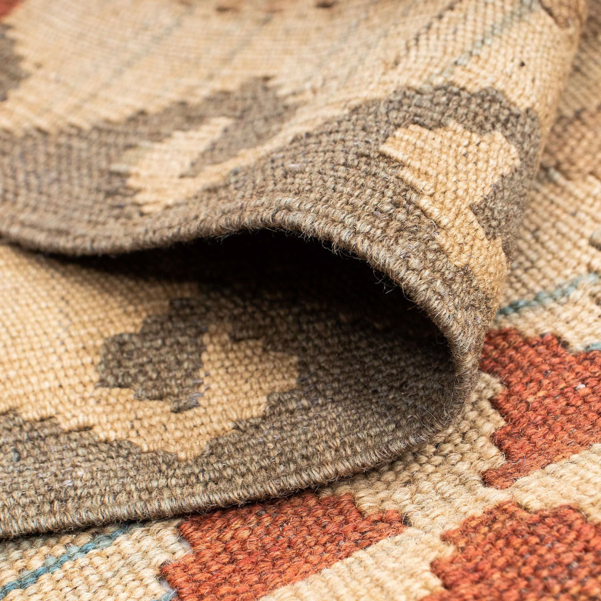 Biegacz Dywan Kelim - Orientalny - 212 x 79 cm - jasnobrązowy