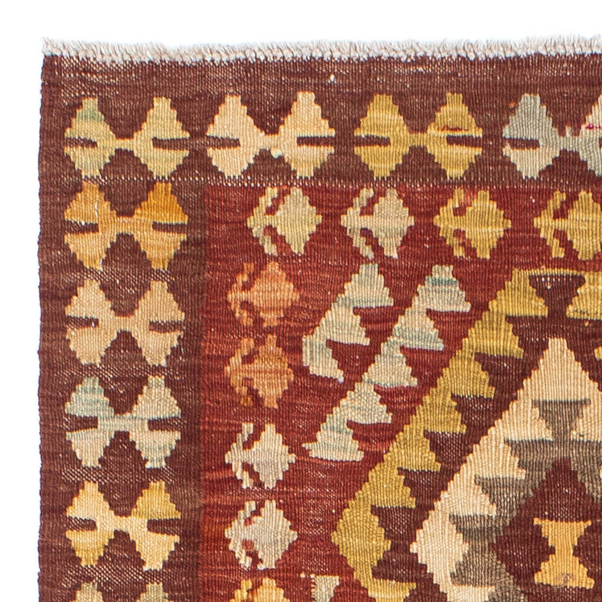 Biegacz Dywan Kelim - Orientalny - 189 x 78 cm - ciemna czerwień