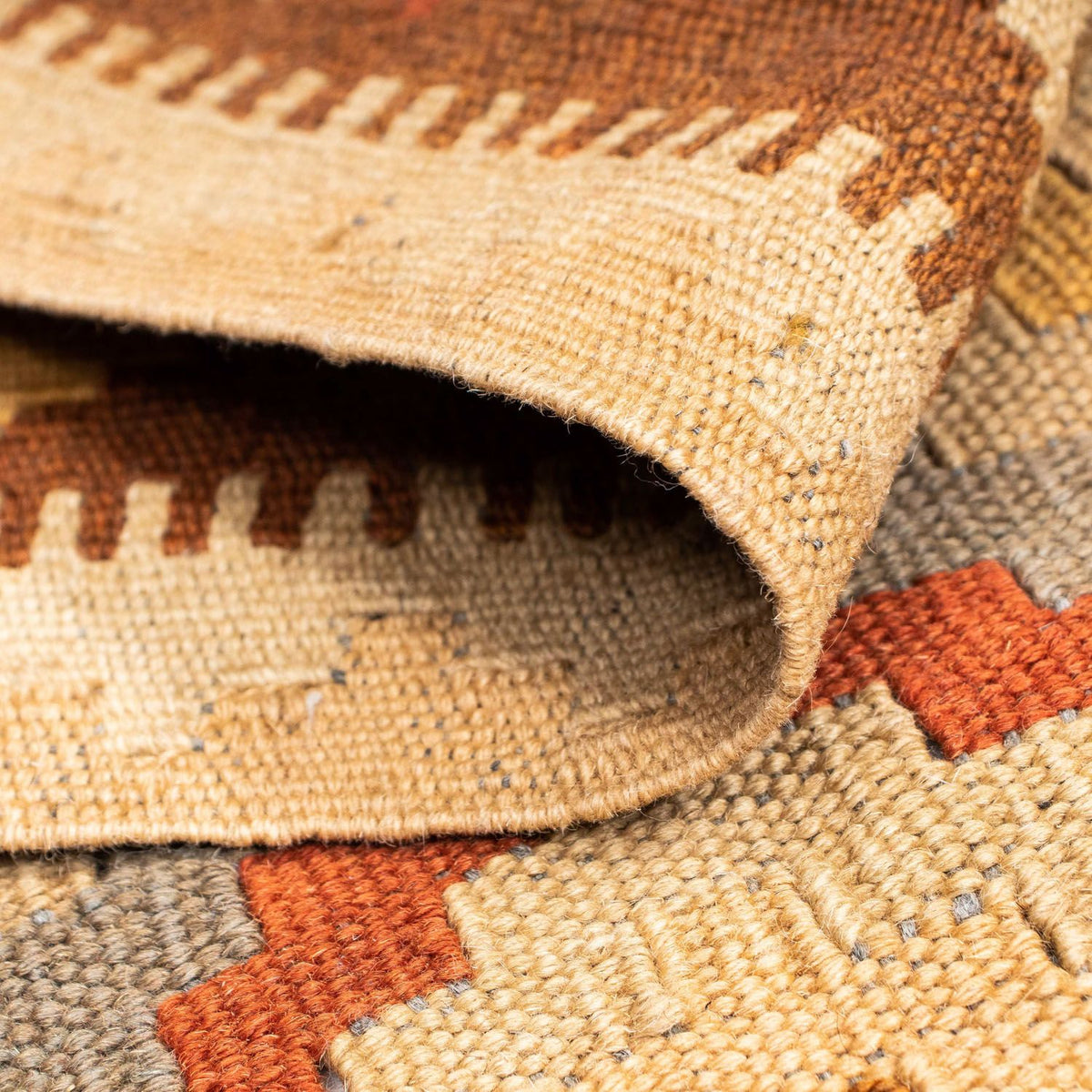 Biegacz Dywan Kelim - Orientalny - 200 x 79 cm - jasnobrązowy