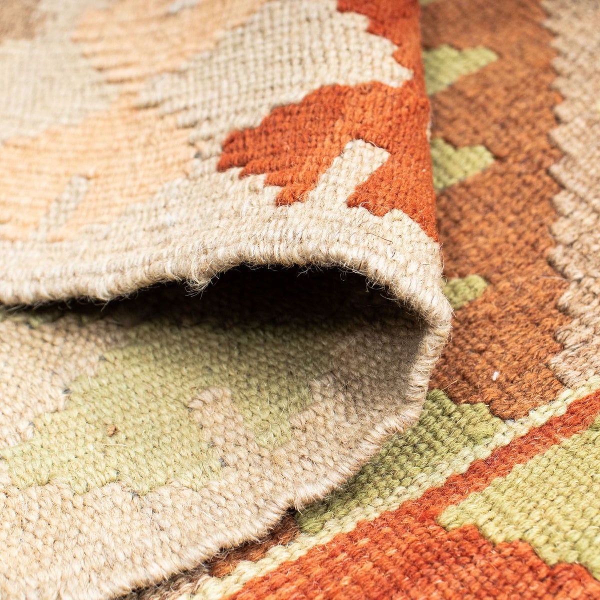 Biegacz Dywan Kelim - Orientalny - 196 x 86 cm - beżowy