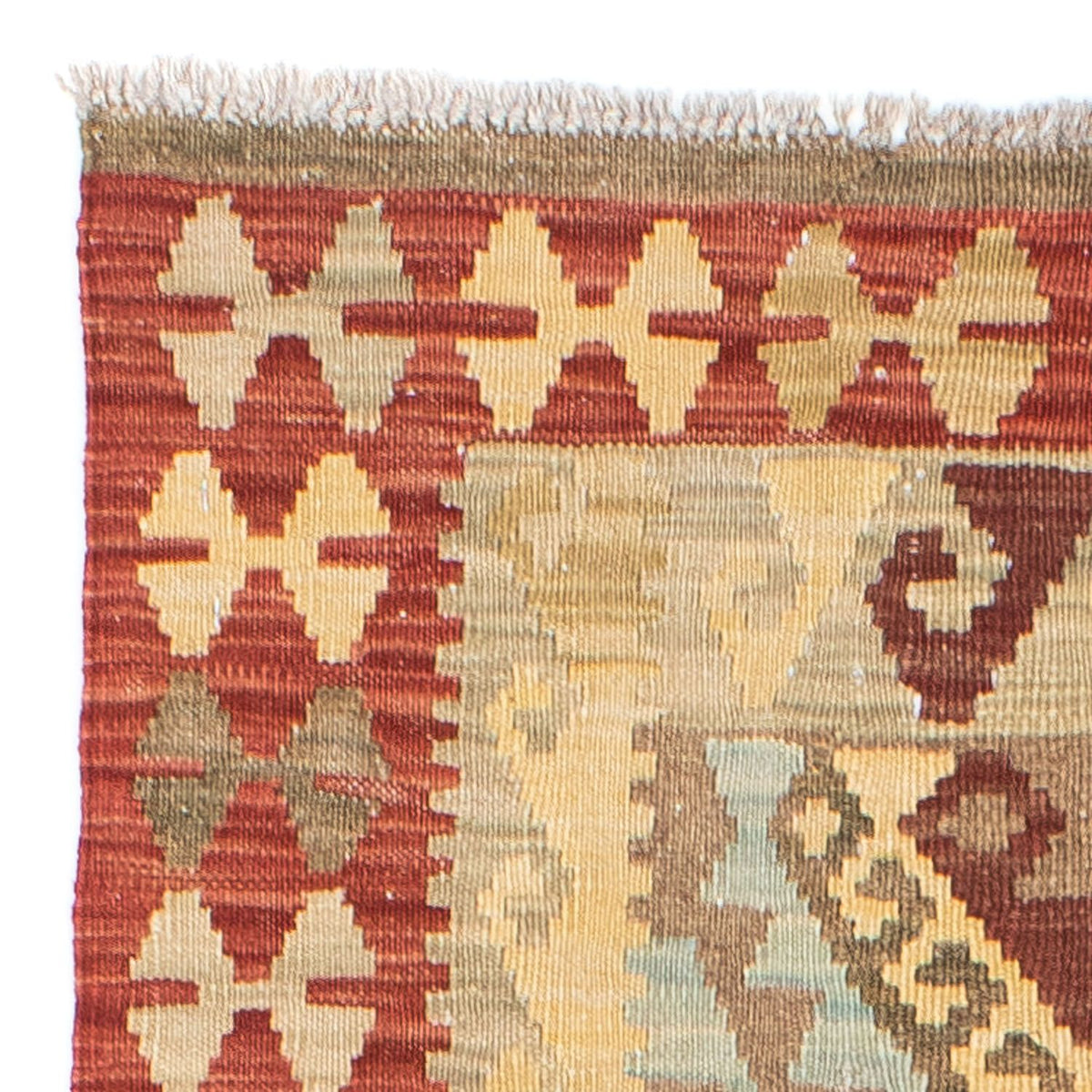 Biegacz Dywan Kelim - Orientalny - 201 x 73 cm - czerwony