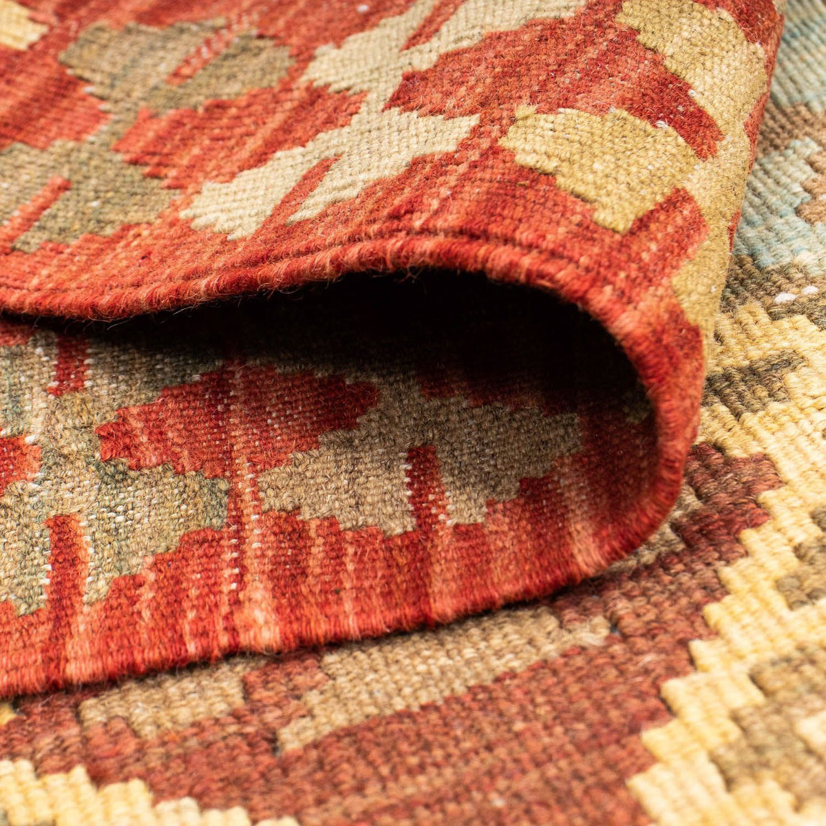 Biegacz Dywan Kelim - Orientalny - 201 x 73 cm - czerwony