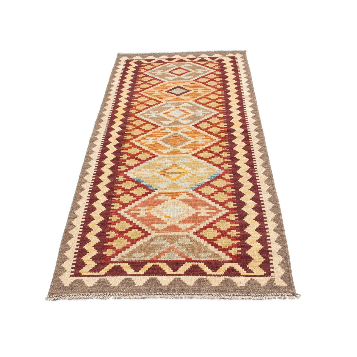 Biegacz Dywan Kelim - Orientalny - 202 x 73 cm - beżowy