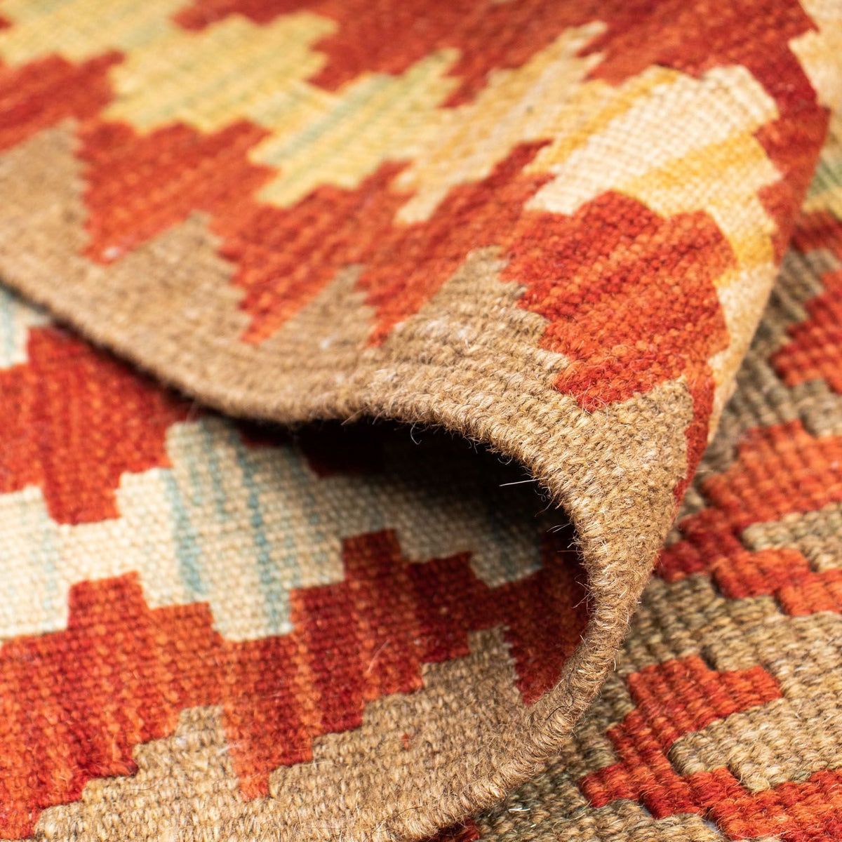 Biegacz Dywan Kelim - Orientalny - 196 x 78 cm - beżowy