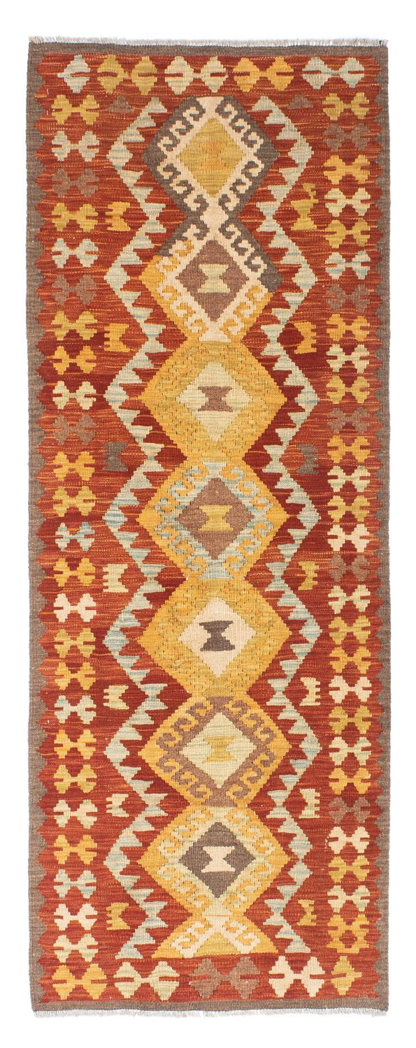 Biegacz Dywan Kelim - Orientalny - 205 x 78 cm - rdza