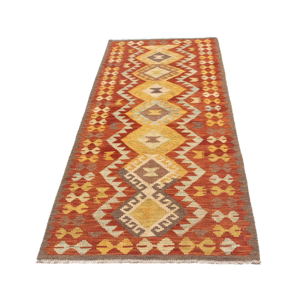 Biegacz Dywan Kelim - Orientalny - 205 x 78 cm - rdza