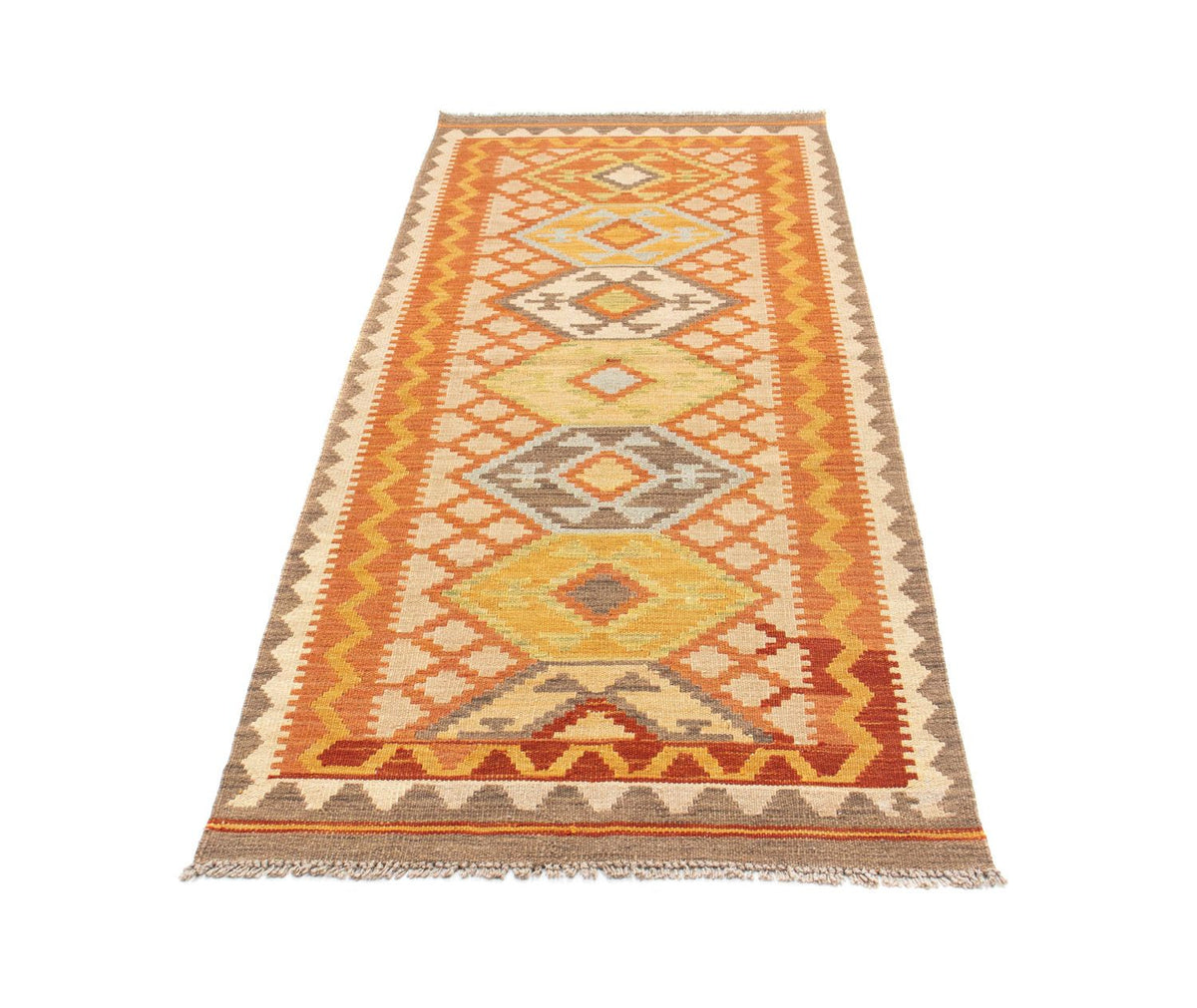 Biegacz Dywan Kelim - Orientalny - 202 x 76 cm - beżowy