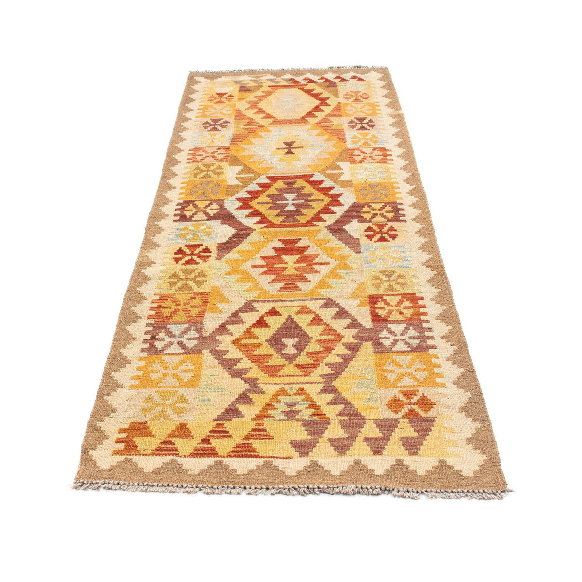 Biegacz Dywan Kelim - Orientalny - 202 x 75 cm - beżowy