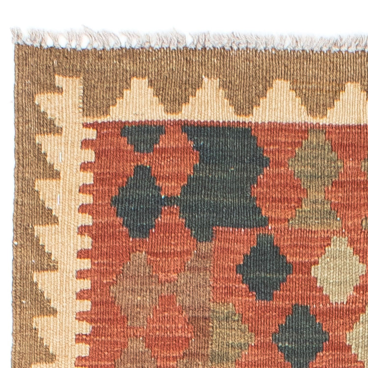 Biegacz Dywan Kelim - Orientalny - 198 x 74 cm - jasna czerwień